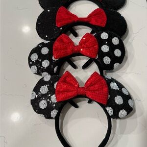 Black and Red Polka Dot Mouse Ear Headbands